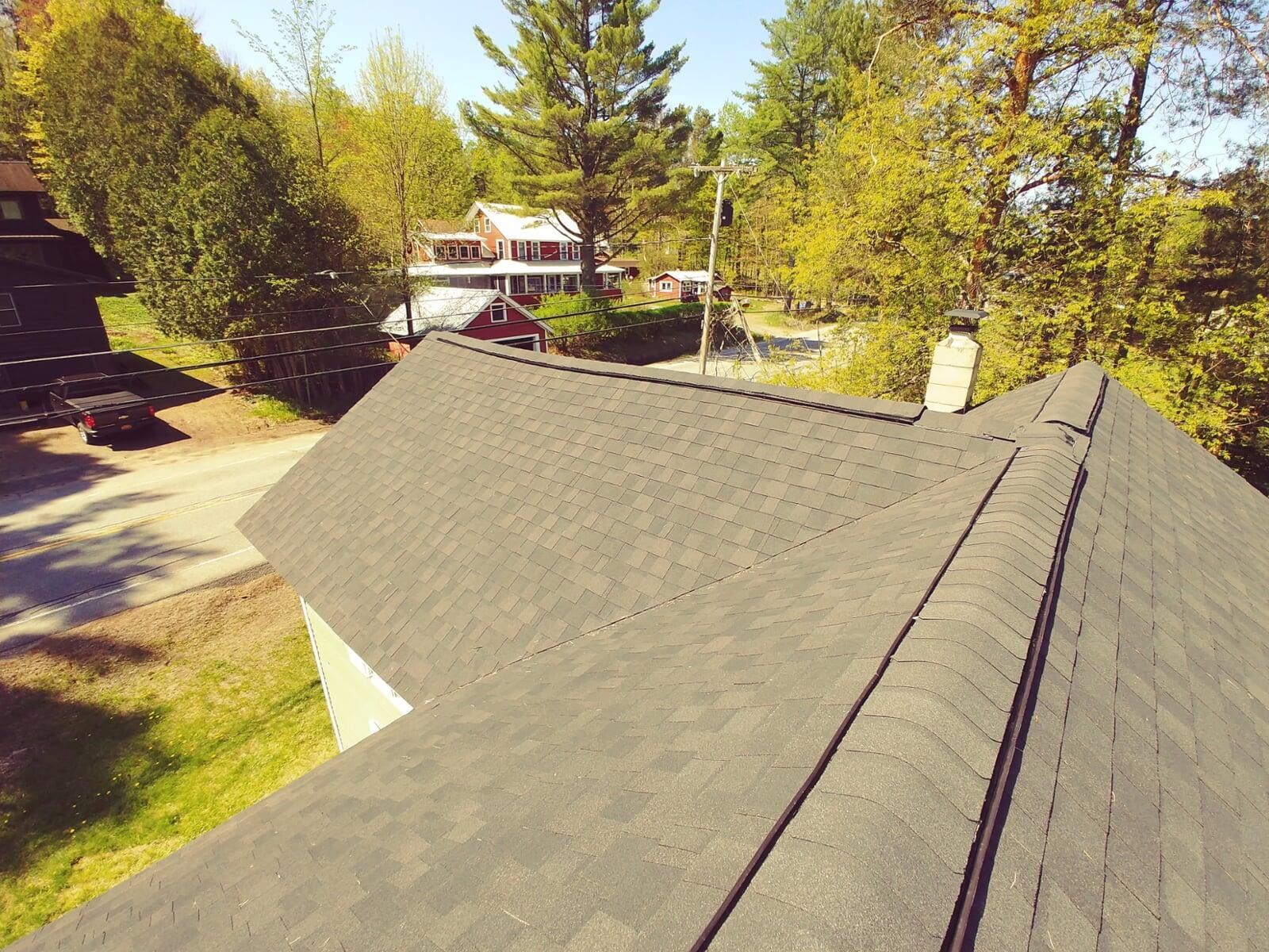 new installed asphalt shingle roofing